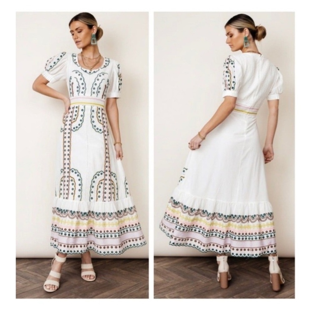 böhme White Embroidered Maxi Dress